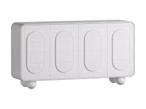 White Solid and Manufactured Wood Sideboard Credenza 3D Model