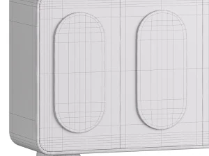 White Solid and Manufactured Wood Sideboard Credenza 3D Model