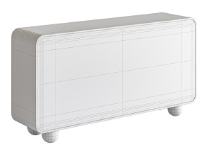 White Solid and Manufactured Wood Sideboard Credenza 3D Model