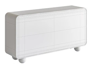 White Solid and Manufactured Wood Sideboard Credenza 3D Model