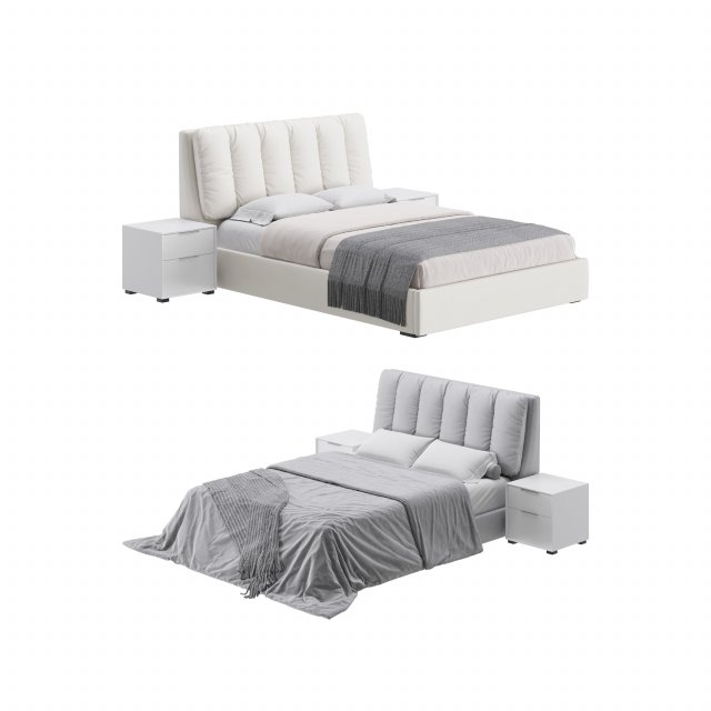 White Modern Twin Bed Modello 3D .c4d .max .obj .3ds .fbx .stl .blend 