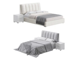 白色现代双床间 3D 模型