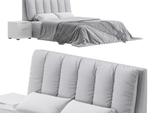 White Modern Twin Bed Modello 3D