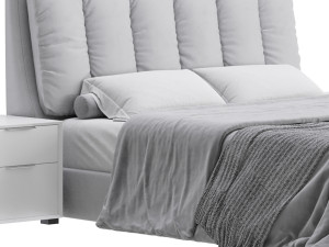 White Modern Twin Bed Modello 3D