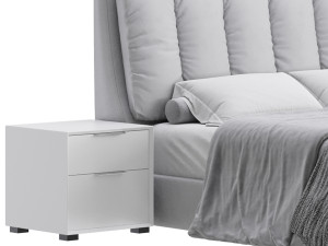 White Modern Twin Bed Modello 3D