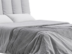 White Modern Twin Bed Modello 3D