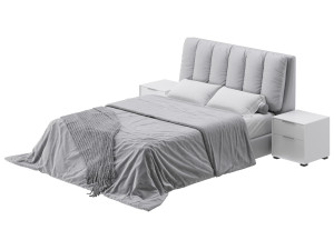 White Modern Twin Bed Modello 3D