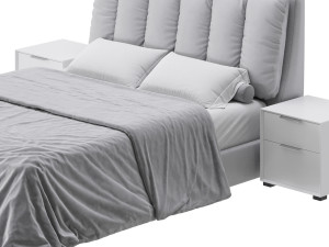 White Modern Twin Bed Modello 3D
