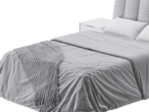 White Modern Twin Bed Modello 3D