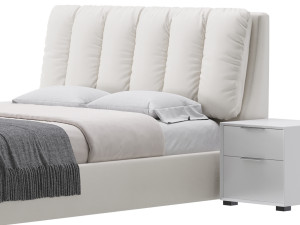 White Modern Twin Bed Modello 3D