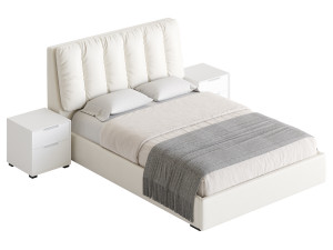 White Modern Twin Bed Modello 3D