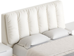 White Modern Twin Bed Modello 3D