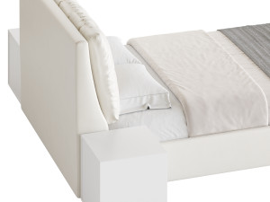 White Modern Twin Bed Modello 3D