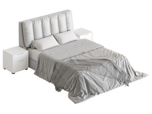 White Modern Twin Bed Modello 3D