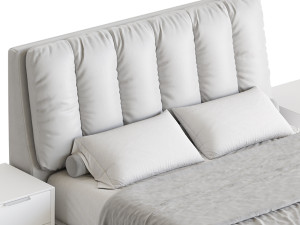 White Modern Twin Bed Modello 3D