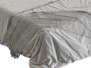 White Modern Twin Bed Modello 3D