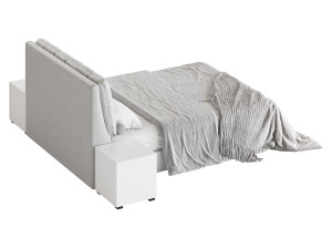 White Modern Twin Bed Modello 3D