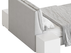 White Modern Twin Bed Modello 3D