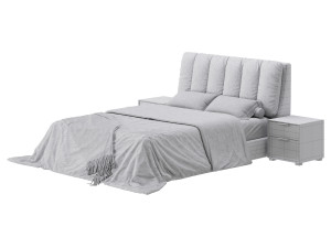 White Modern Twin Bed Modello 3D