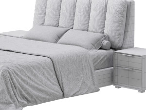 White Modern Twin Bed Modello 3D