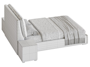 White Modern Twin Bed Modello 3D