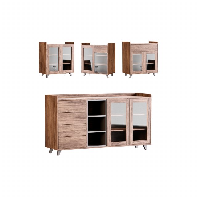 Asian Brown Wood Sideboard Modello 3D .c4d .max .obj .3ds .fbx .stl .blend 