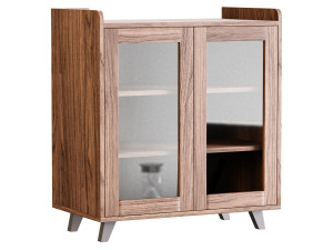 Asian Brown Wood Sideboard Modello 3D