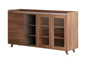 Asian Brown Wood Sideboard Modello 3D