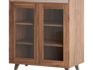 Asian Brown Wood Sideboard Modello 3D