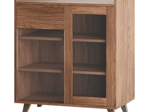 Asian Brown Wood Sideboard Modello 3D