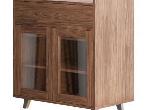 Asian Brown Wood Sideboard Modello 3D