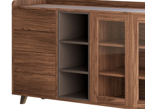 Asian Brown Wood Sideboard Modello 3D