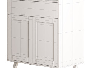 Asian Brown Wood Sideboard Modello 3D