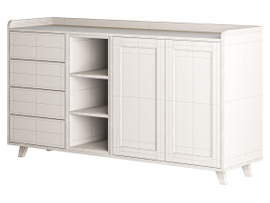 Asian Brown Wood Sideboard Modello 3D