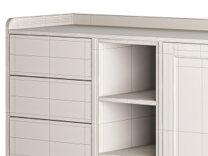 Asian Brown Wood Sideboard Modello 3D