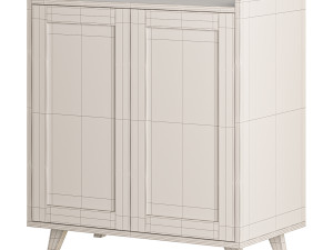 Asian Brown Wood Sideboard Modello 3D
