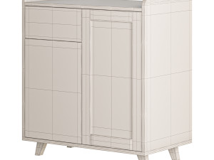 Asian Brown Wood Sideboard Modello 3D