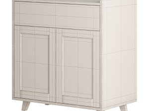 Asian Brown Wood Sideboard Modello 3D