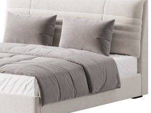 Beige Upholstered Modern Headboard Modèle 3D