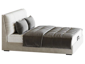 Beige Upholstered Modern Headboard 3D Model