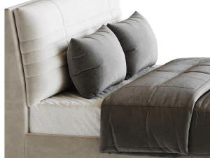 Beige Upholstered Modern Headboard 3D Model