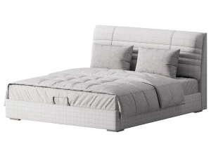 Beige Upholstered Modern Headboard 3D Model