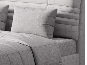 Beige Upholstered Modern Headboard Modèle 3D