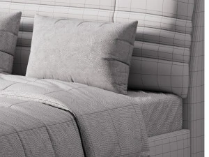 Beige Upholstered Modern Headboard 3D Model