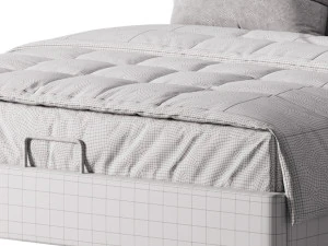 Beige Upholstered Modern Headboard 3D Model
