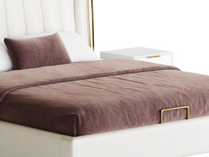 Beige Upholstered Wingback Modern bed I 3Dモデル