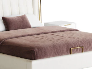 ベージュ布張りウィングバックモダンベッド I 3Dモデル