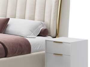 Beige Upholstered Wingback Modern bed I 3Dモデル