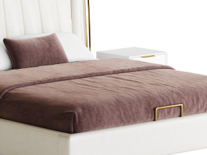 Beige Upholstered Wingback Modern bed I 3Dモデル