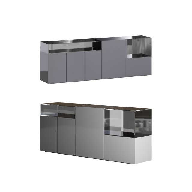 Black glass sideboard Model 3D .c4d .max .obj .3ds .fbx .stl .blend 